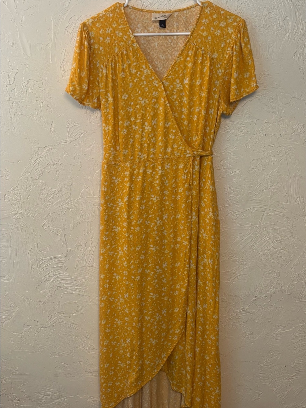Universal Thread Yellow Floral High-Low Wrap Dress